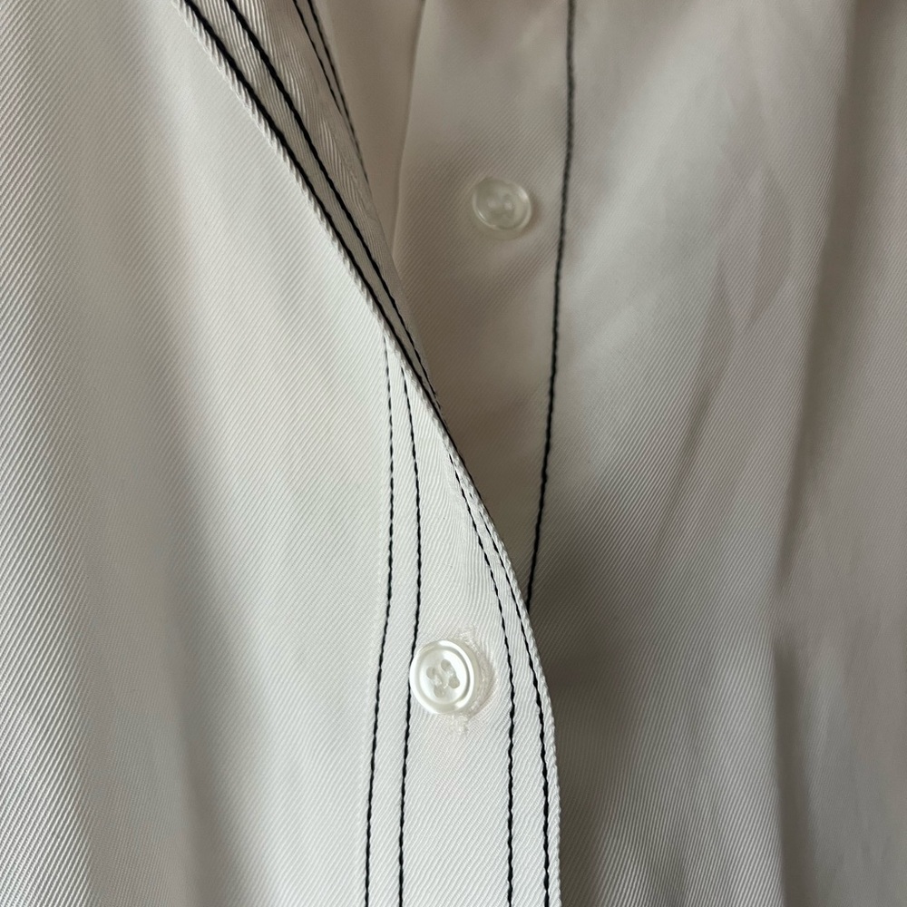 H&M Off-White Button-Down Shirt with Black Contrast Stitching - Picture 5 of 8